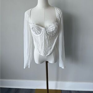 Fashion Nova White Lace Blouse Top